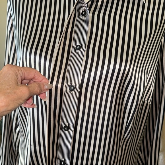 Marks & Spencer Black and White Striped Blouse - Picture 6 of 15